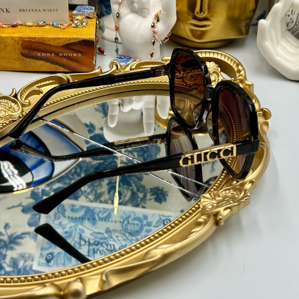 🆕 GUCCI 🧿NWOT GG1189003 Havana Oversized Rectangular Acetate Sunglasses - Picture 9 of 16